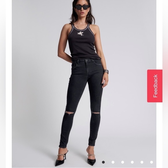 One Teaspoon Denim - One Teaspoon BLACK STRETCH FREEBIRDS II HIGH WAIST SKINNY JEANS Size 25